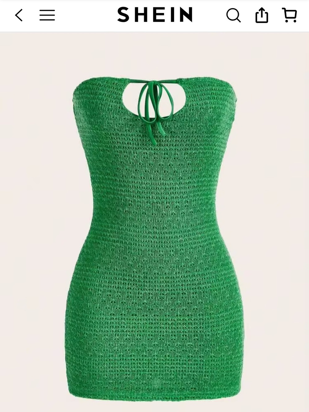 SHEIN Bright Green Open Knit Tie-Front Mini Dress Size XS/2